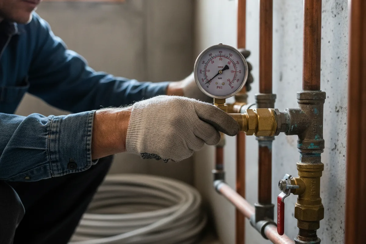Pressure testing a repaired line during Water Line Repair in Flat Rock