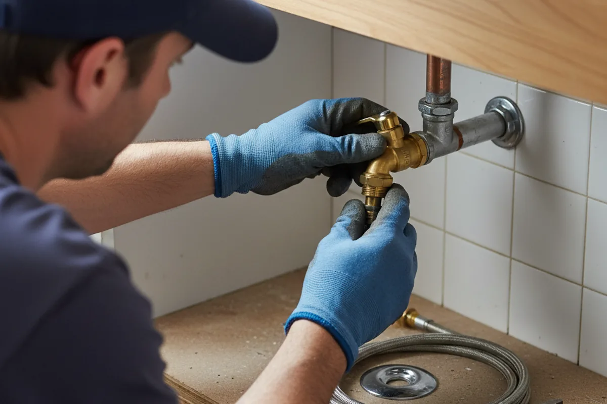Shutoff valve and fitting work during Burst Pipe Repair in Flat Rock